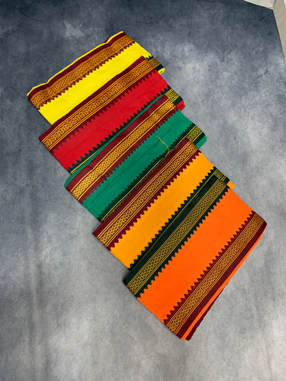 Cotton Pooja Towel with Ganga Jamuna Border - Pack of 5