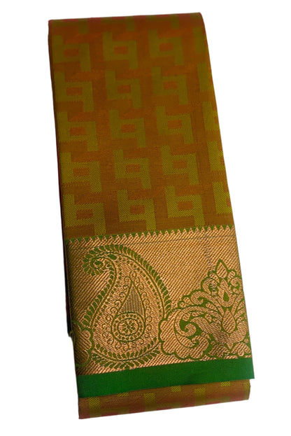 Synthetic Cotton Saree Mustard Shade with Copper Zari Border