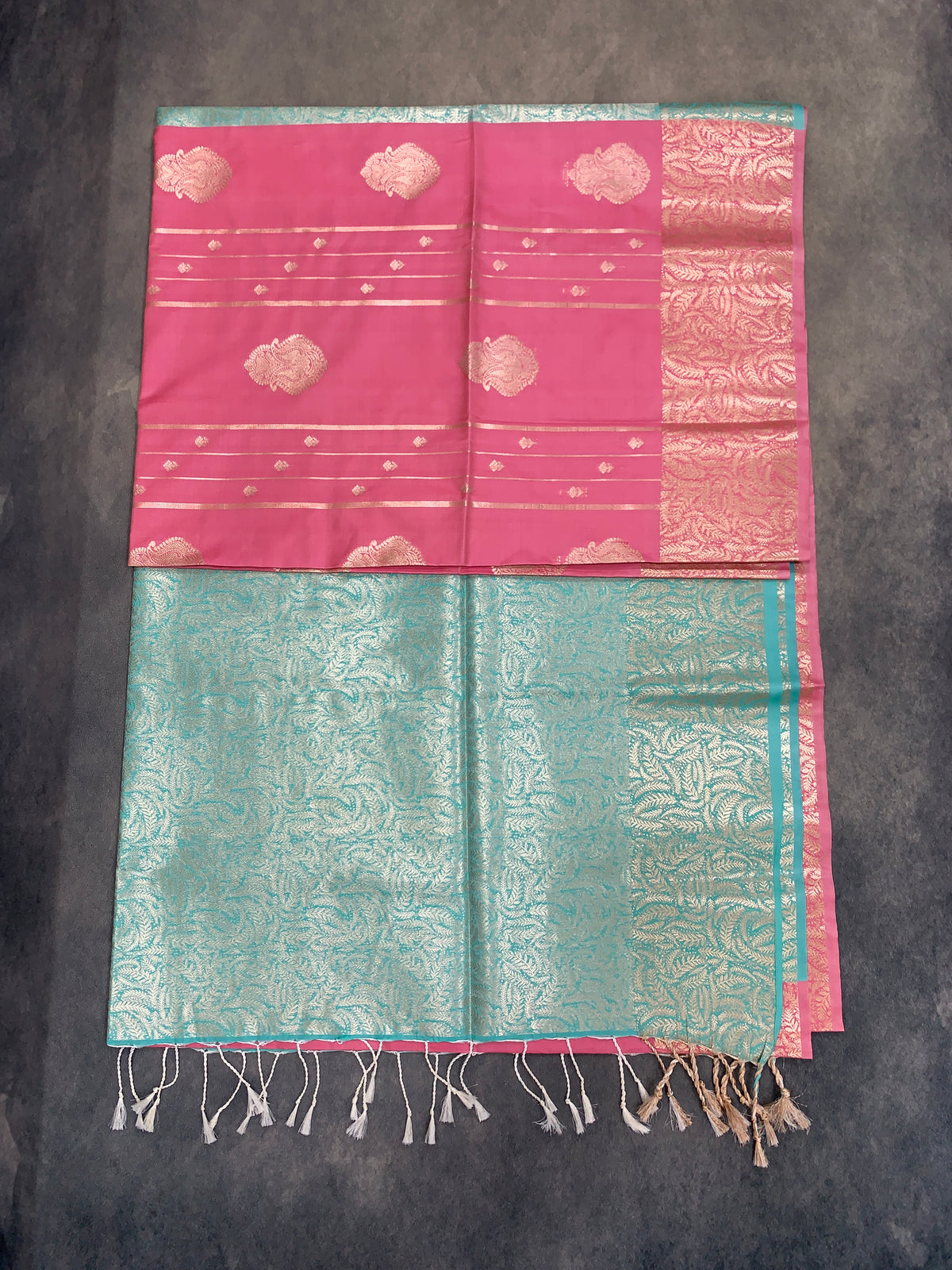 Art Silk Saree Tomato Pink Colour with Sliver Zari Border
