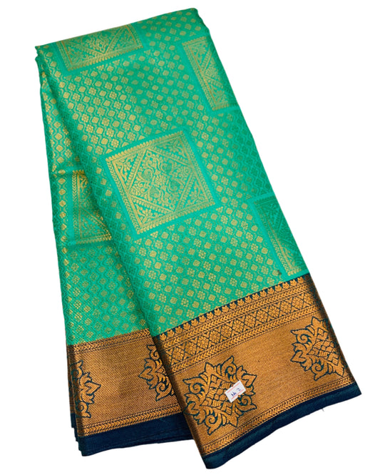 Art Silk Saree Rama Blue Colour with Blue Border