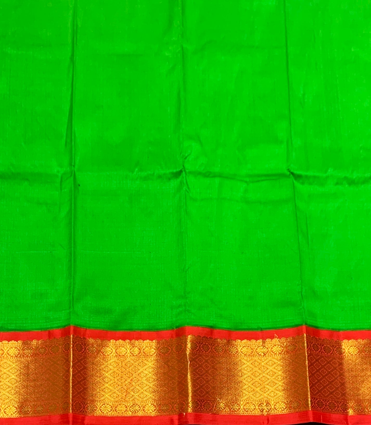 Light Green shade Pure Kanchipuram Kids Pattu Pavadai with Contrast Border for Newborn to 2 Years