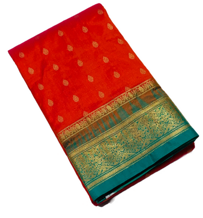 Pure Kanchipuram Silk Orange Colour