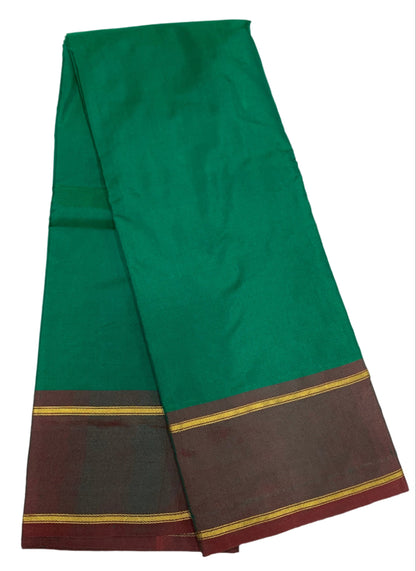 Arani Silk Saree Green Colour with Wine Maroon and Golden Border