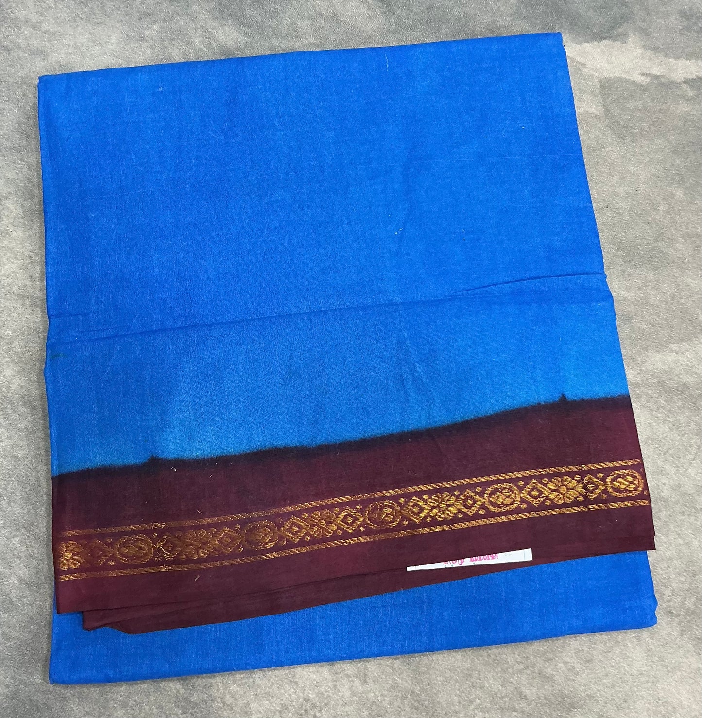 Chettinad Cotton Saree Sky Blue Colour with Brown Colour Border