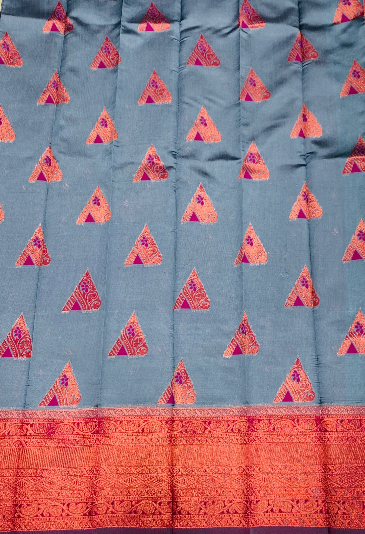 Art Silk Saree Gray Colour with Maroon Border