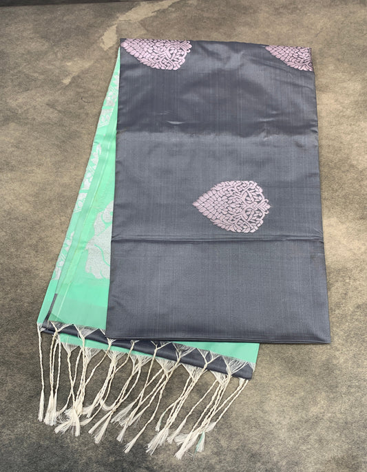 Art Silk Saree Grey Colour with Borderless