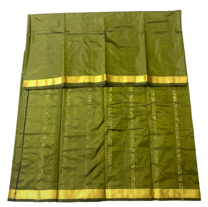 Arani Silk Saree Olive Green Colour with Golden Border