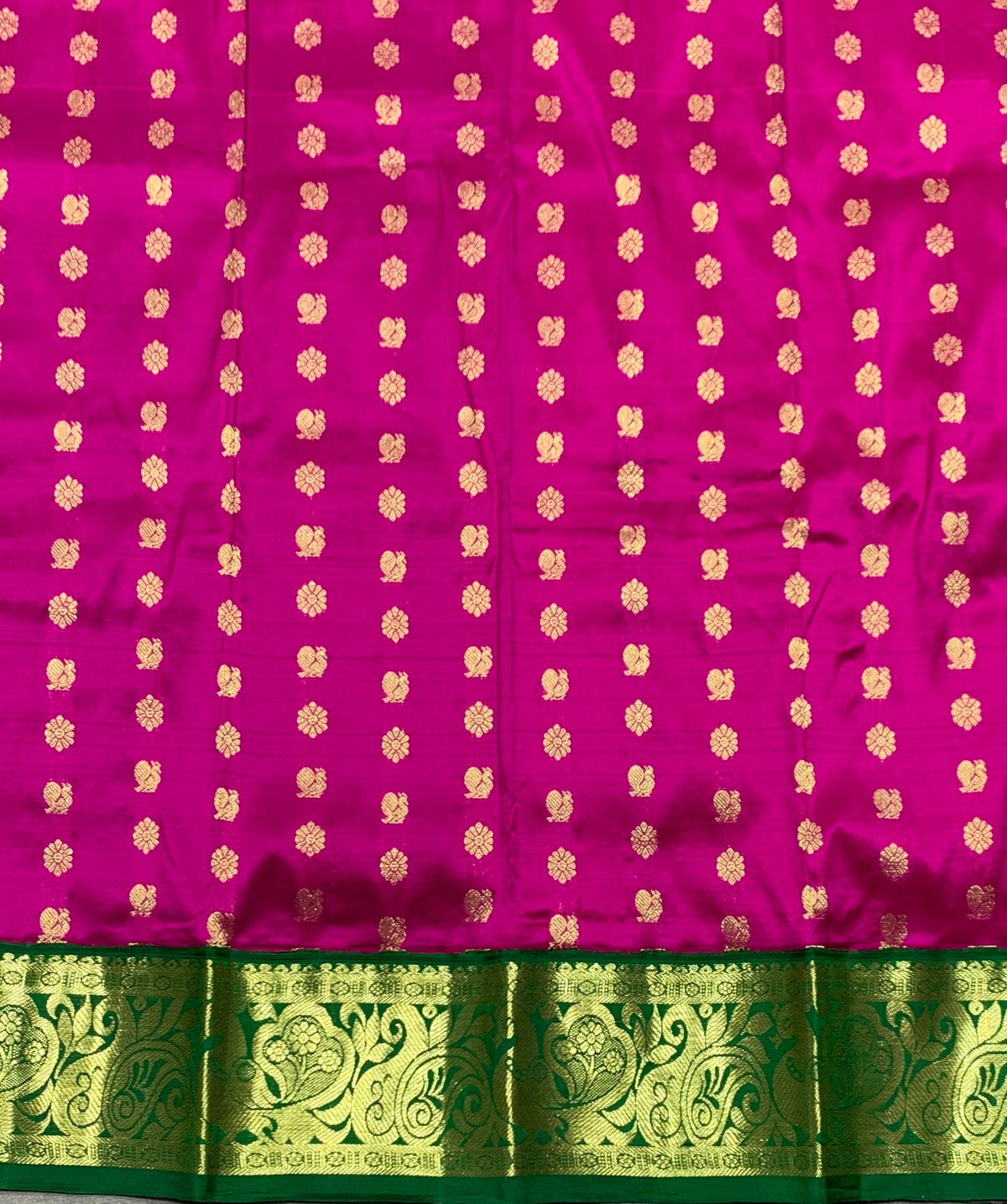 Pink Shade Pure Kanchipuram Kids Pattu Pavadai with Contrast Border for Newborn to 2 Years
