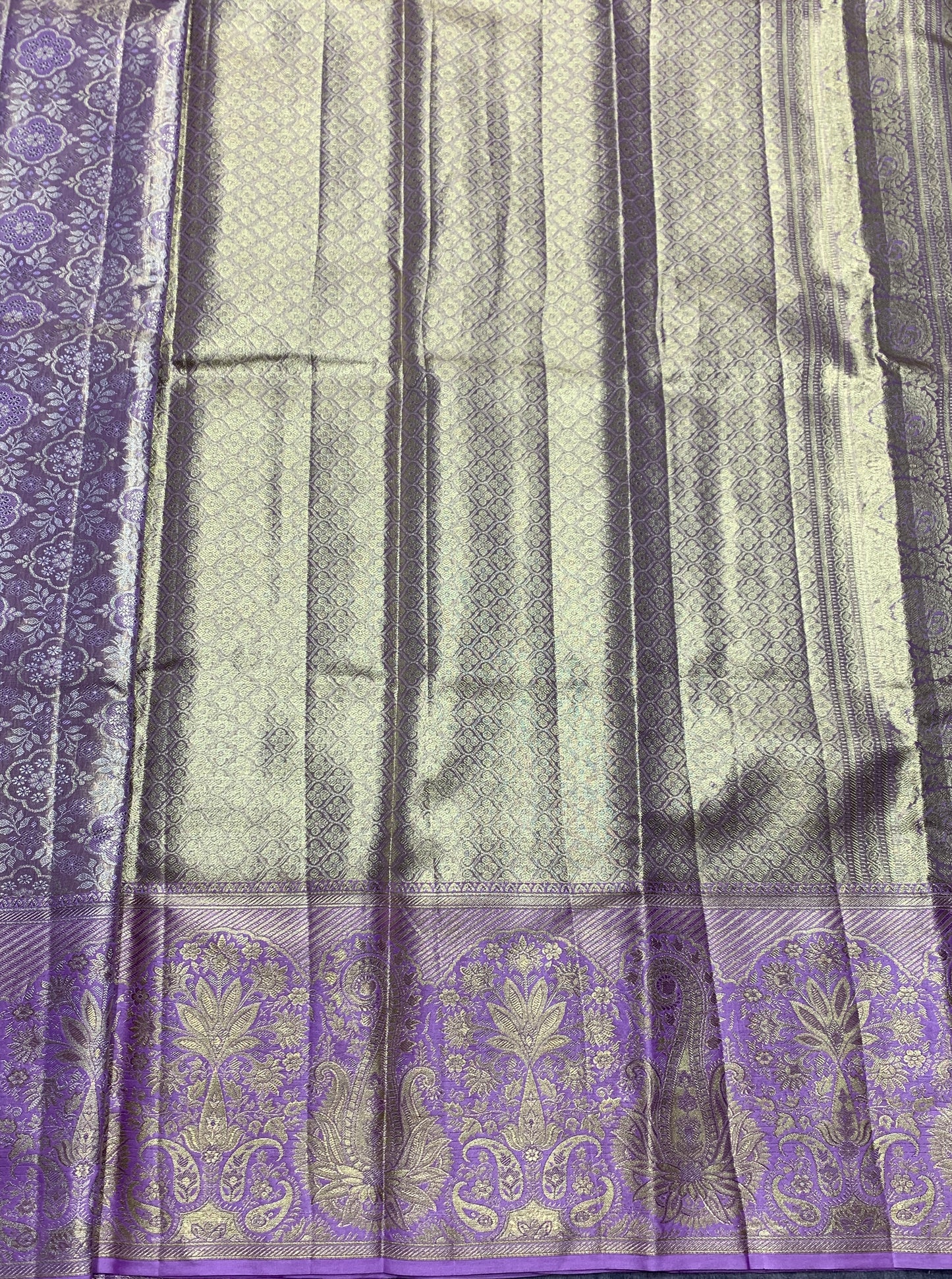 Light Lavender Colour Soft Kanchi Tissue Pattu Saree with Self Colour Border