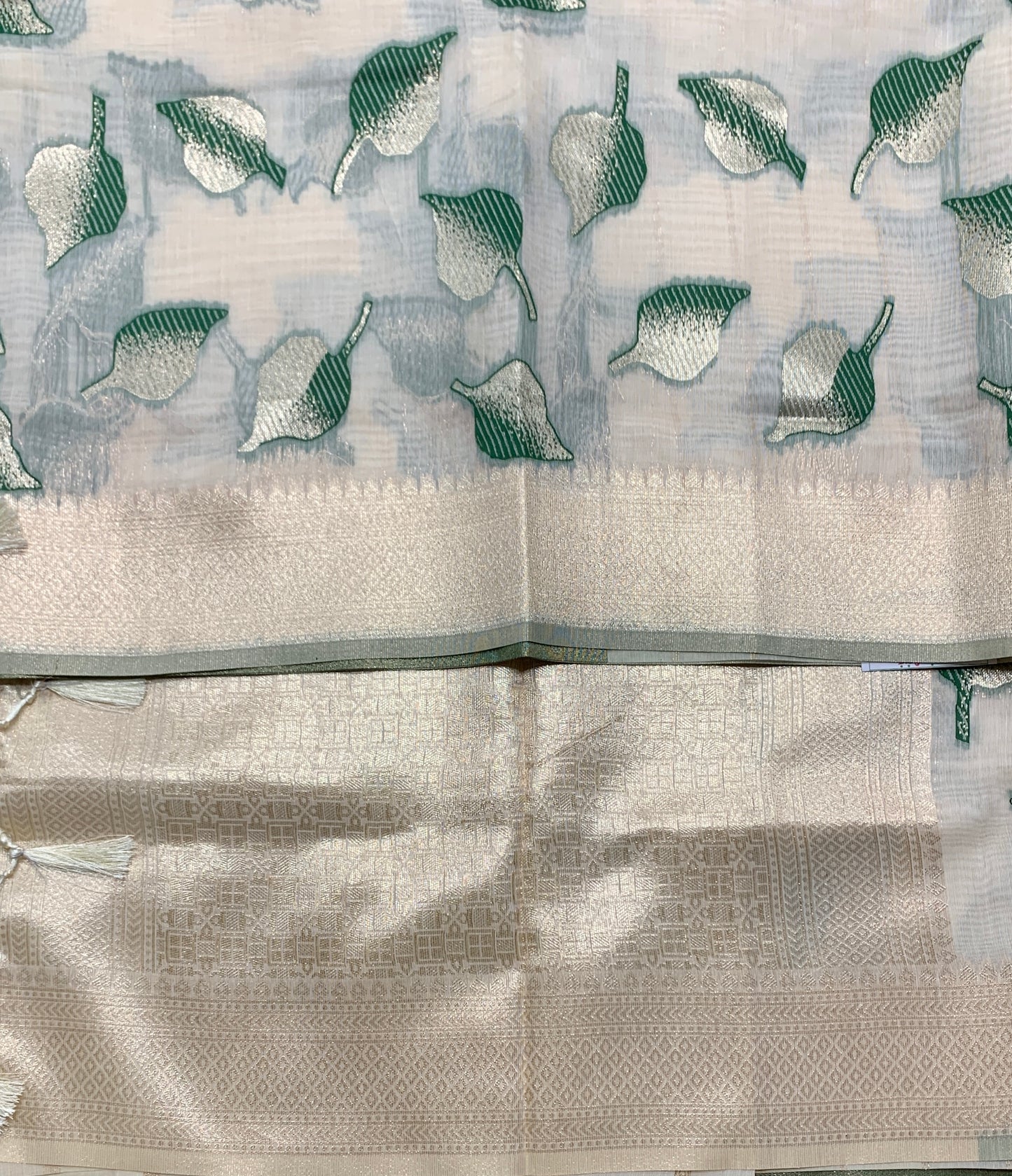 Banaras Katan Saree Off White Colour with Katan Work Border