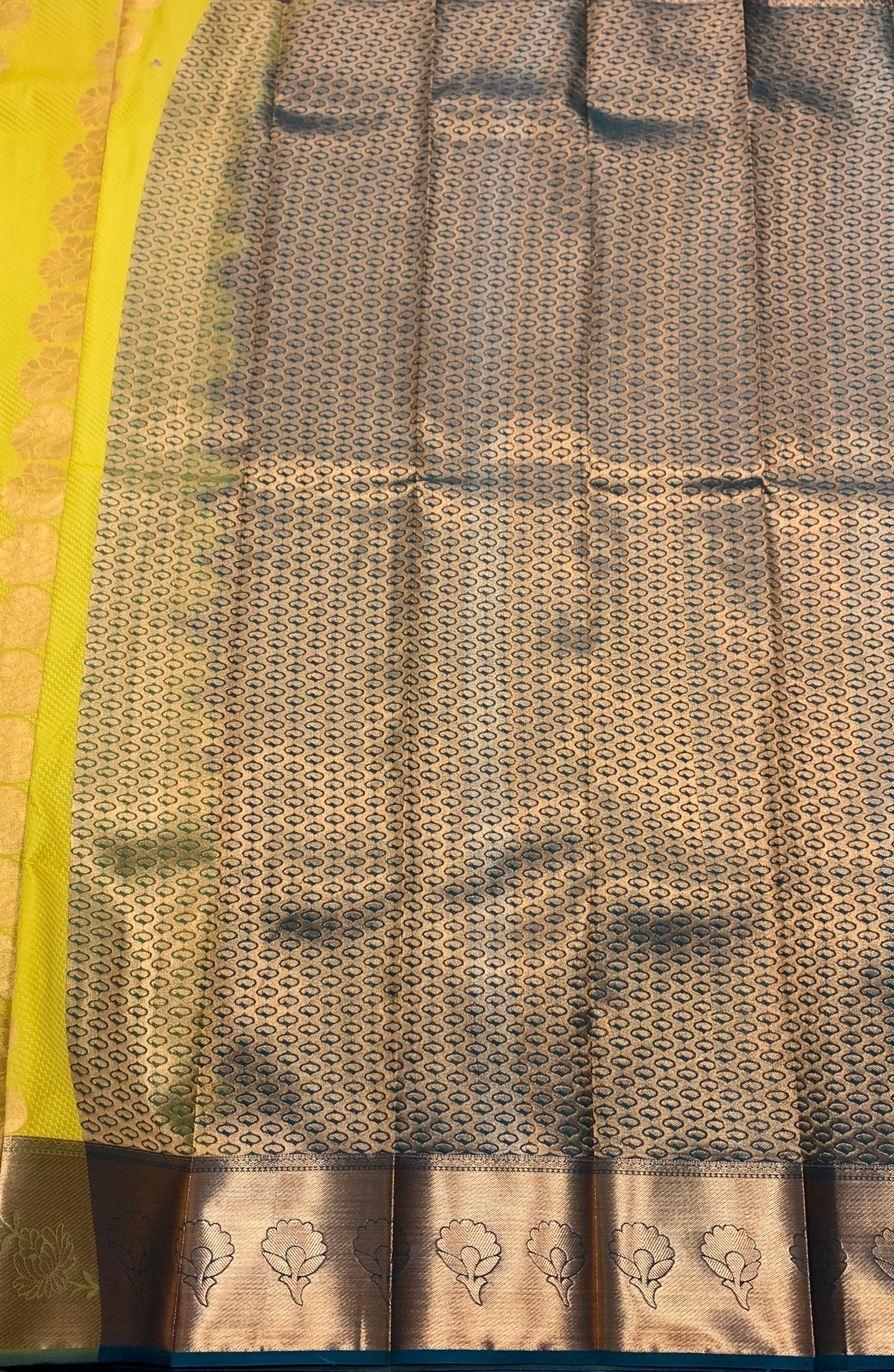 Vegan Silk Saree Mustard Colour Saree with Copper Border