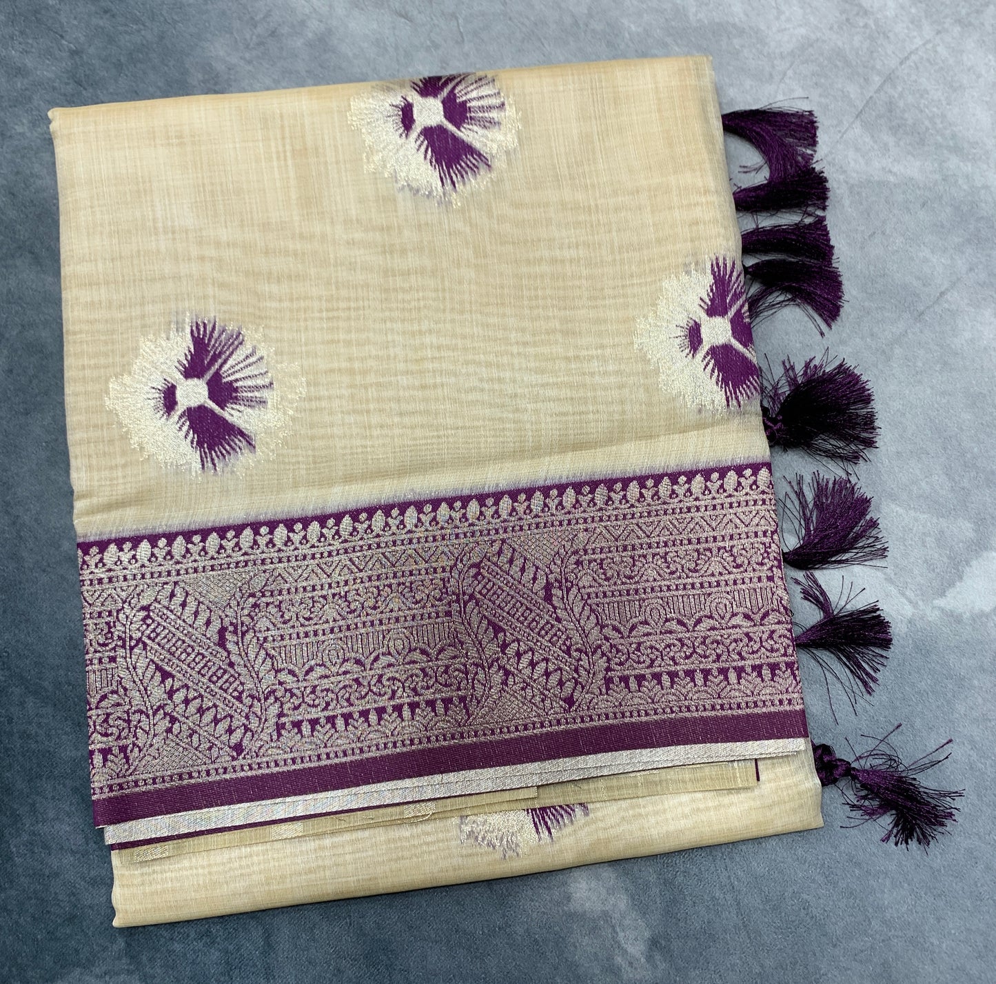 Banaras Katan Saree Tussar Colour with Katan Work Border