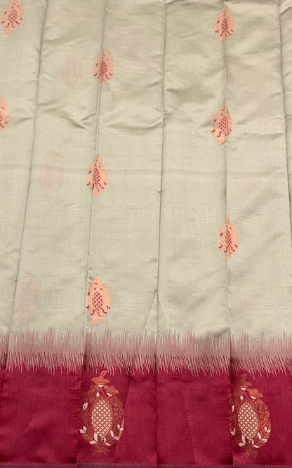 Art Silk Saree Tussar Colour with Maroon Border