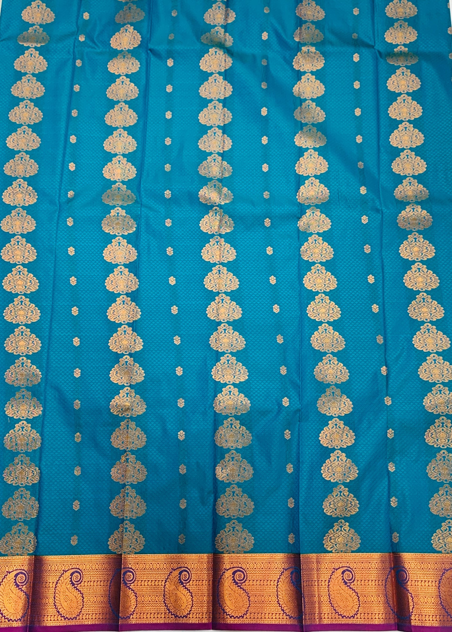 Vegan Silk Saree Sky Blue Colour with Copper Border