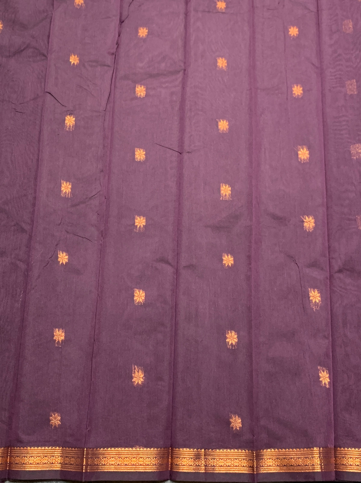 Dark Magenta Colour Silk Cotton Saree with Copper Zari Border