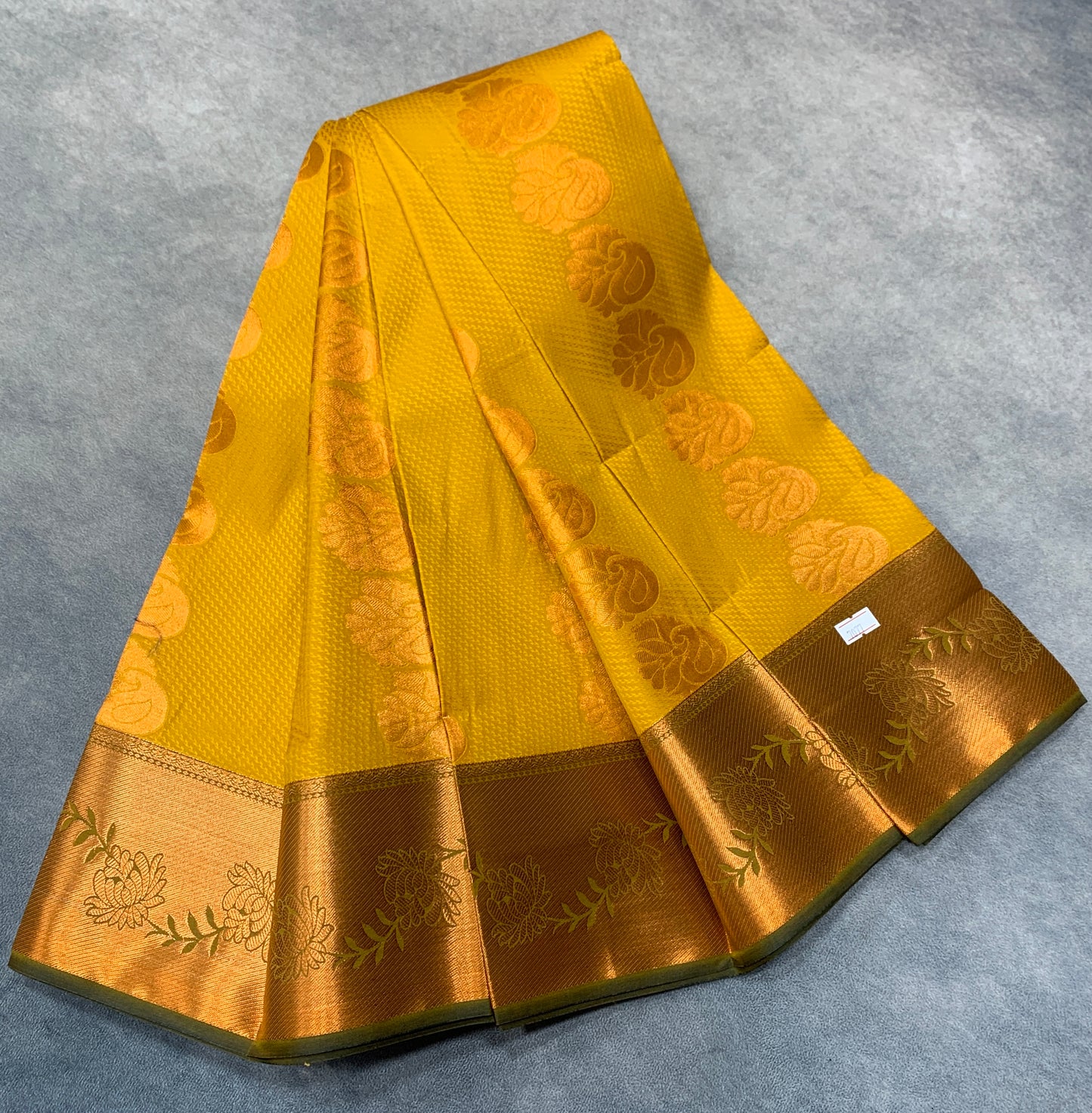 Vegan Silk Saree Mustard Colour Saree with Copper Border
