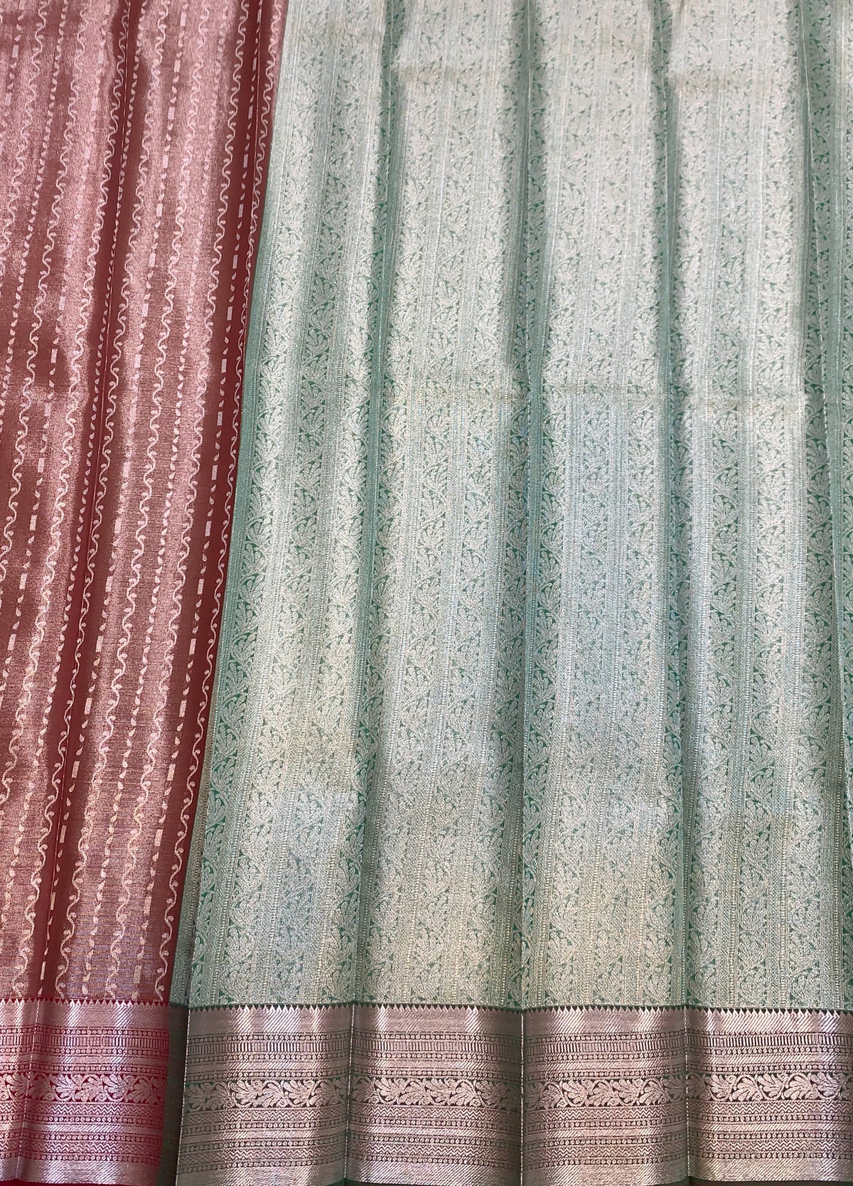 Fancy Tissue Saree Brown Colour with Self Design Border