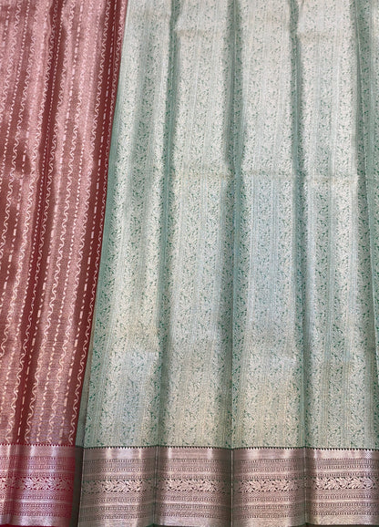 Fancy Tissue Saree Brown Colour with Self Design Border