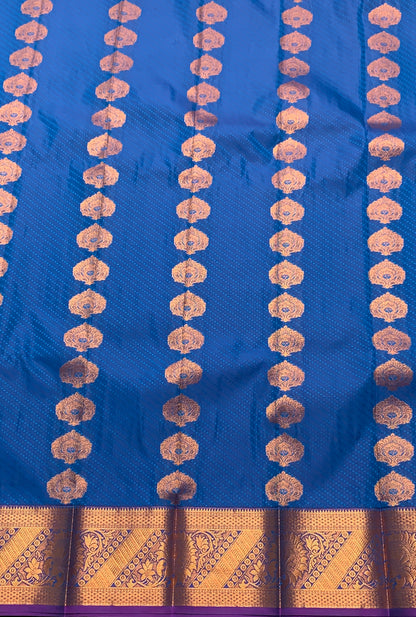 Vegan Silk Saree Blue Colour Saree with Copper Border