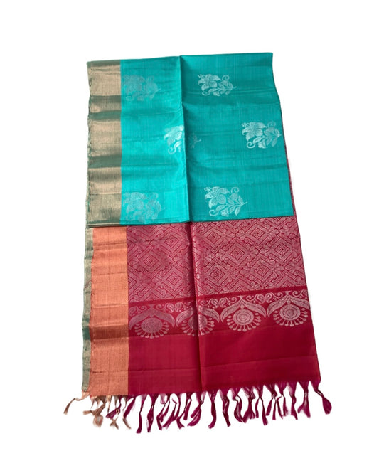 Soft Silk Saree Rama Green Colour