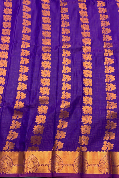Vegan Silk Saree Violet Colour Saree with Copper Border