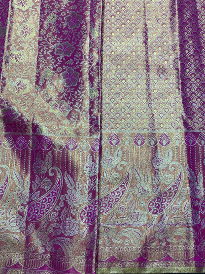 Baby Pink Colour Soft Kanchi Tissue Pattu Saree with Self Colour Border