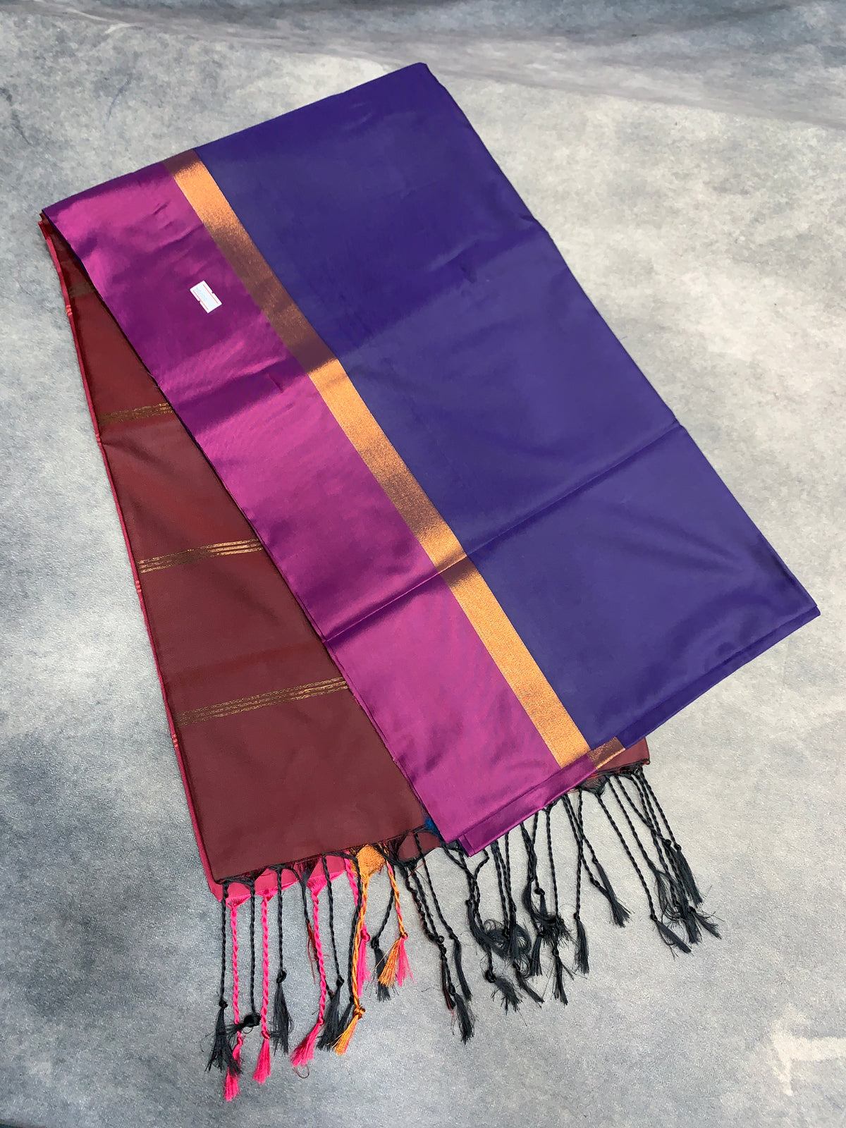 Art Silk Saree Violet Colour with Magenta and Copper Border