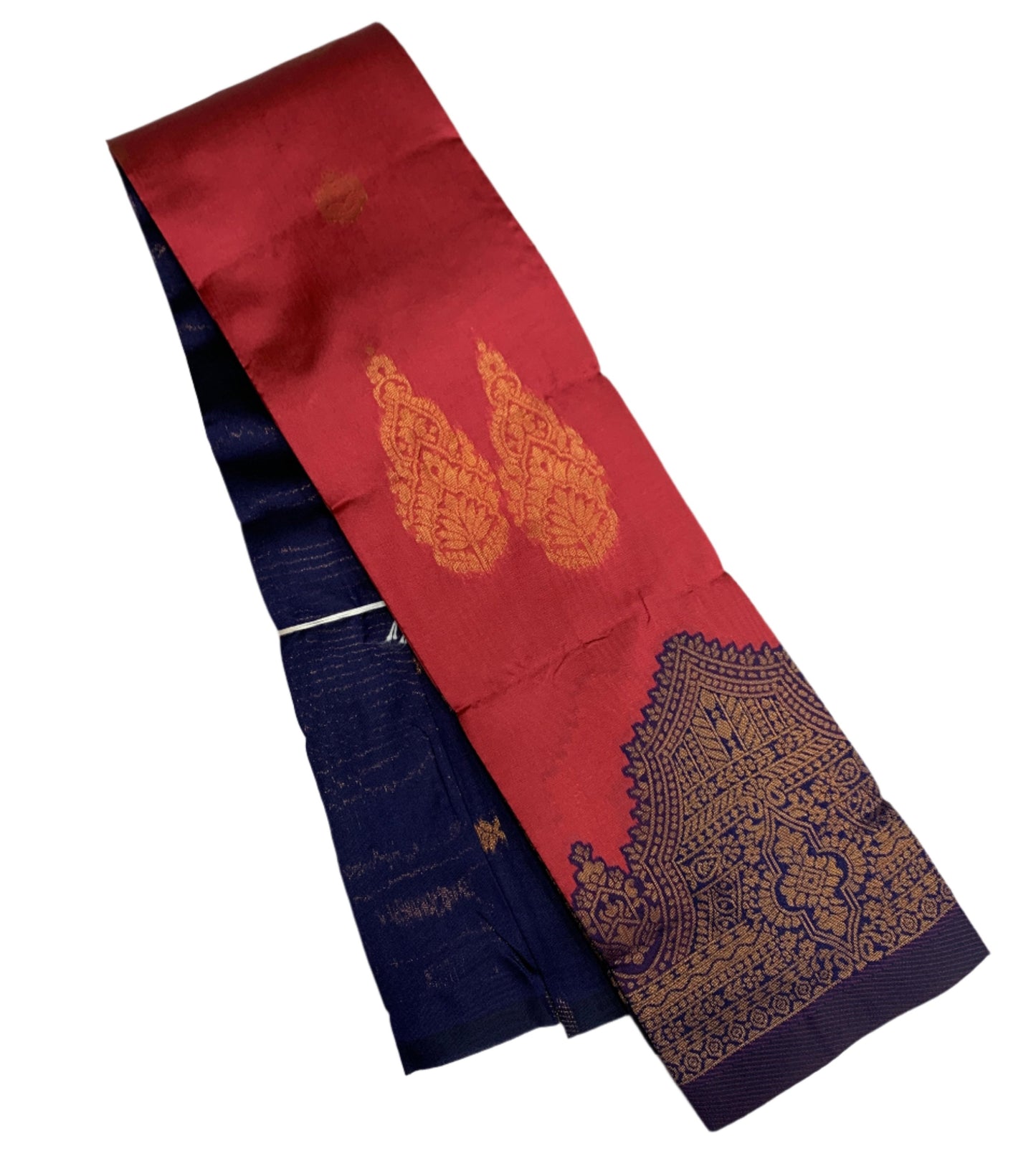 Art Silk Saree Tomato Red Colour with Navy Blue Border