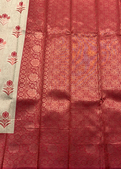 Art Silk Saree Sandal Colour with Maroon Border