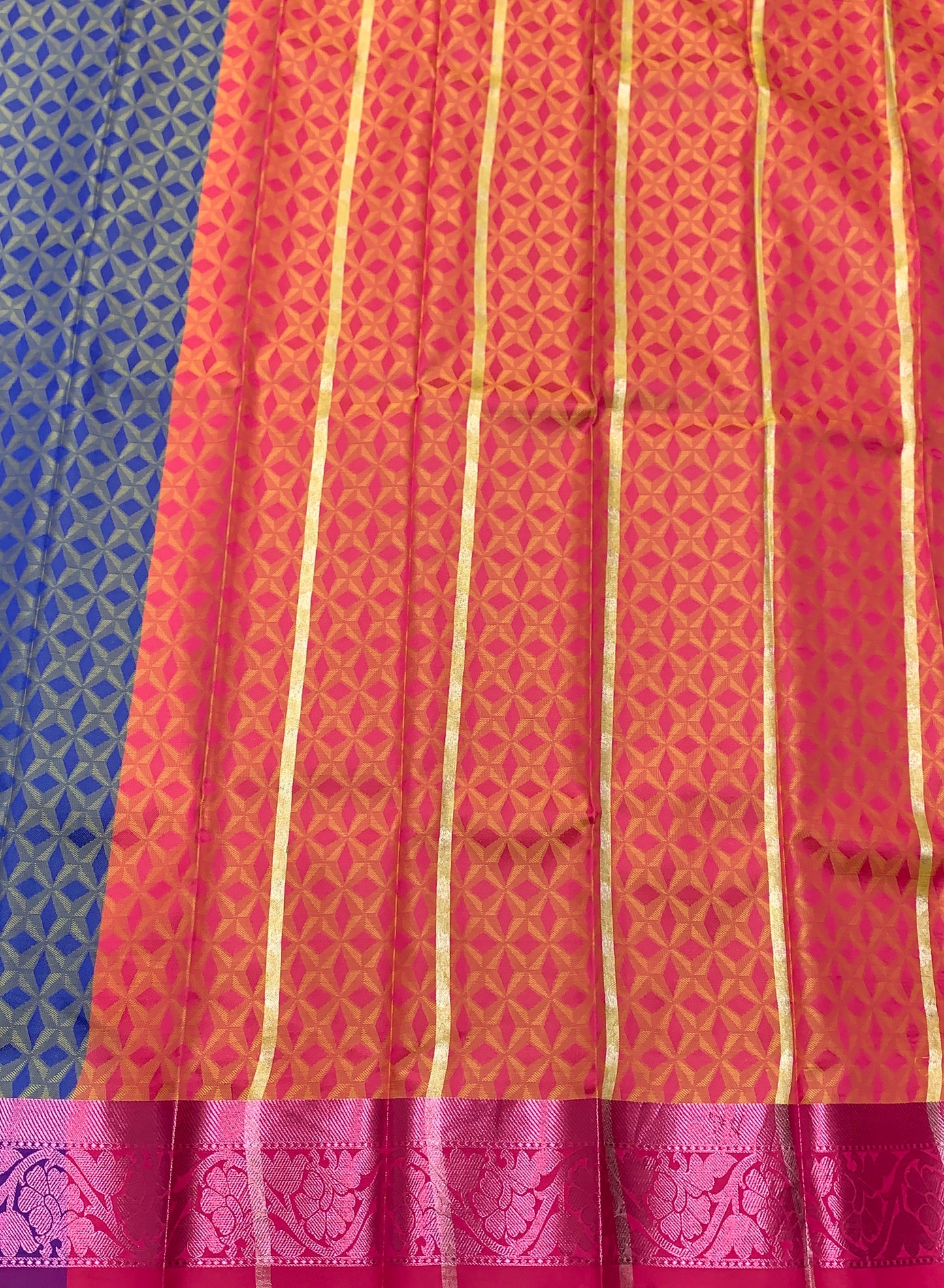 Blue Colour Silk Cotton Saree with Purple Border