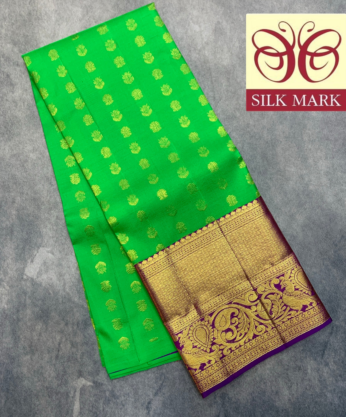 Light Green Shade Pure Kanchipuram Kids Pattu Pavadai with Contrast Border for Age Above 10 Years