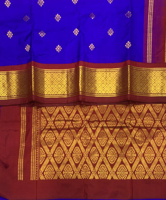 Pure Kanchipuram Silk Blue Colour