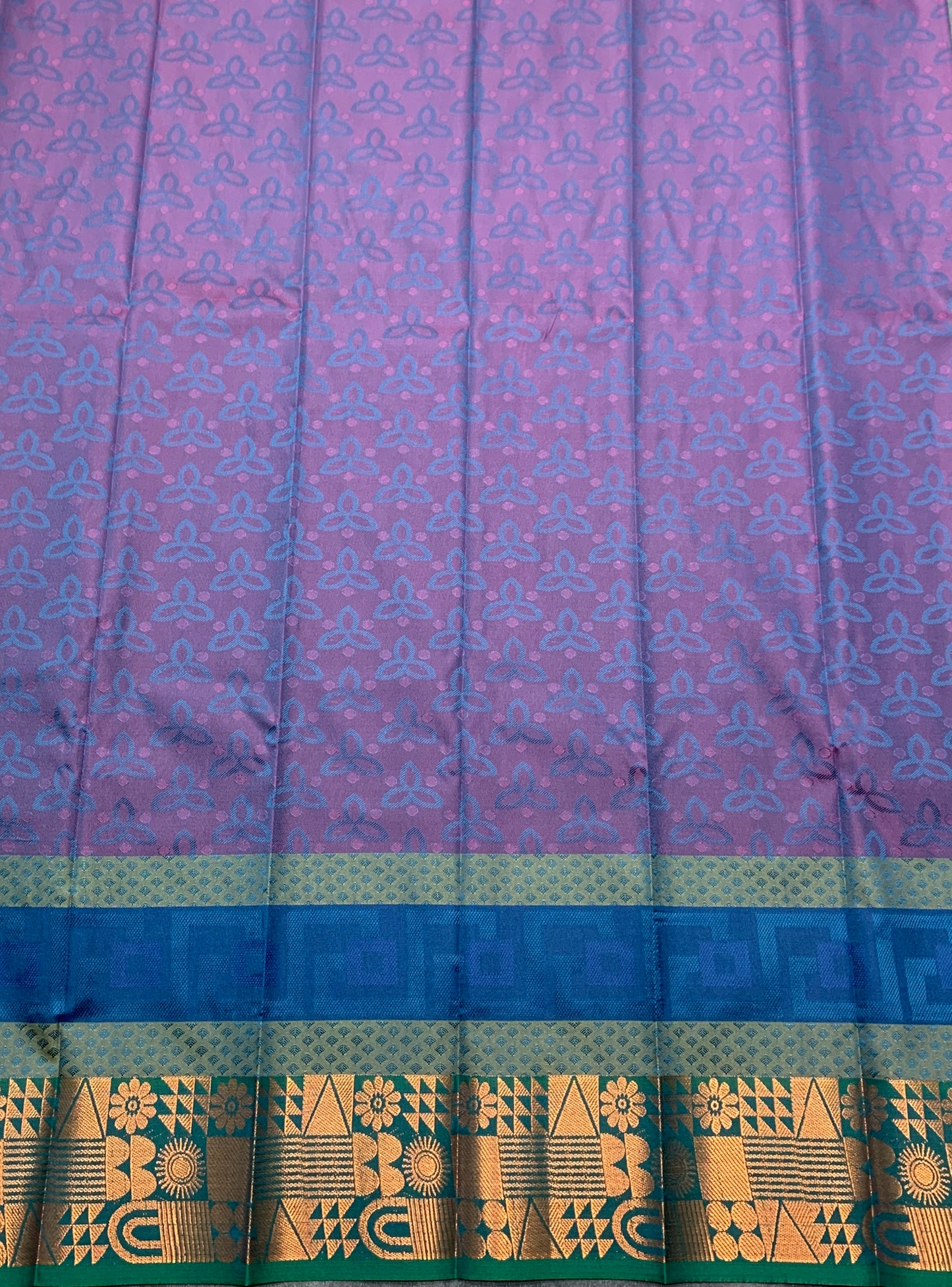 Synthetic Cotton Saree Dual Stone Shade with Copper Border