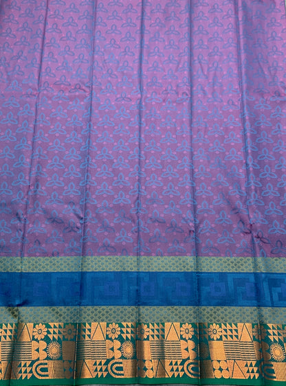 Synthetic Cotton Saree Dual Stone Shade with Copper Border