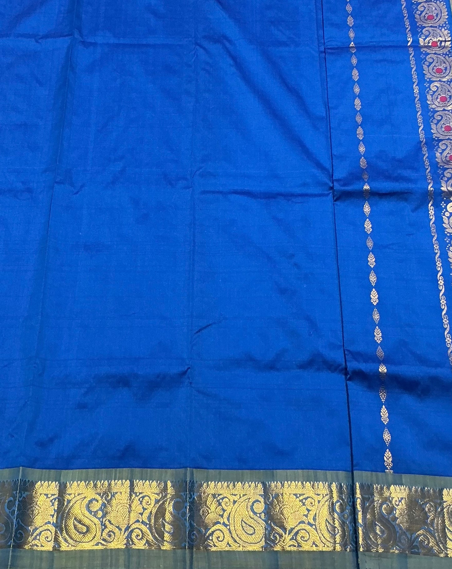 Sky Blue Shade Semi silk Kids Pattu Pavadai with Contrast border for age 5 to 10