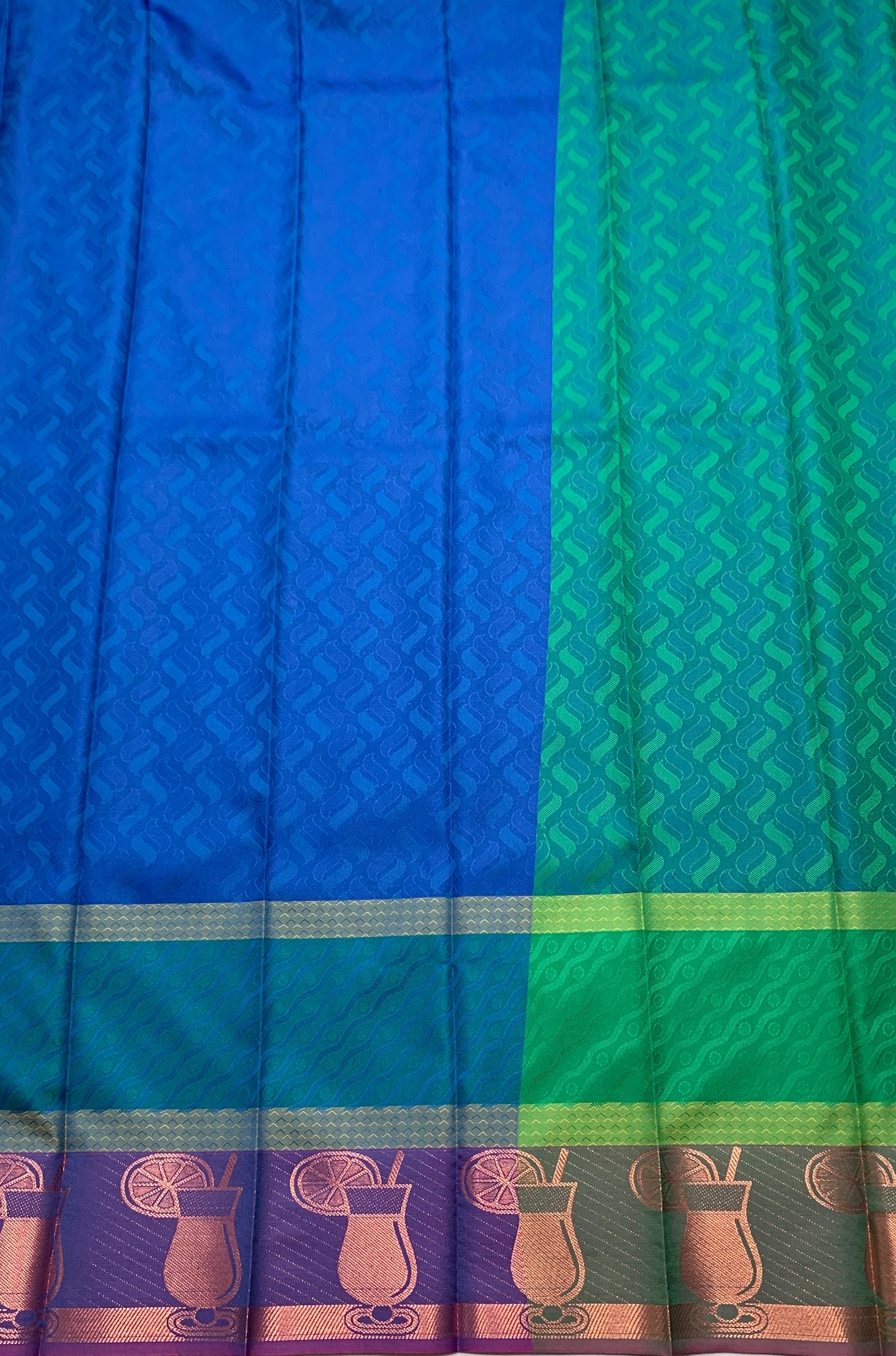 Synthetic Cotton Saree Blue Shade with Magenta Border