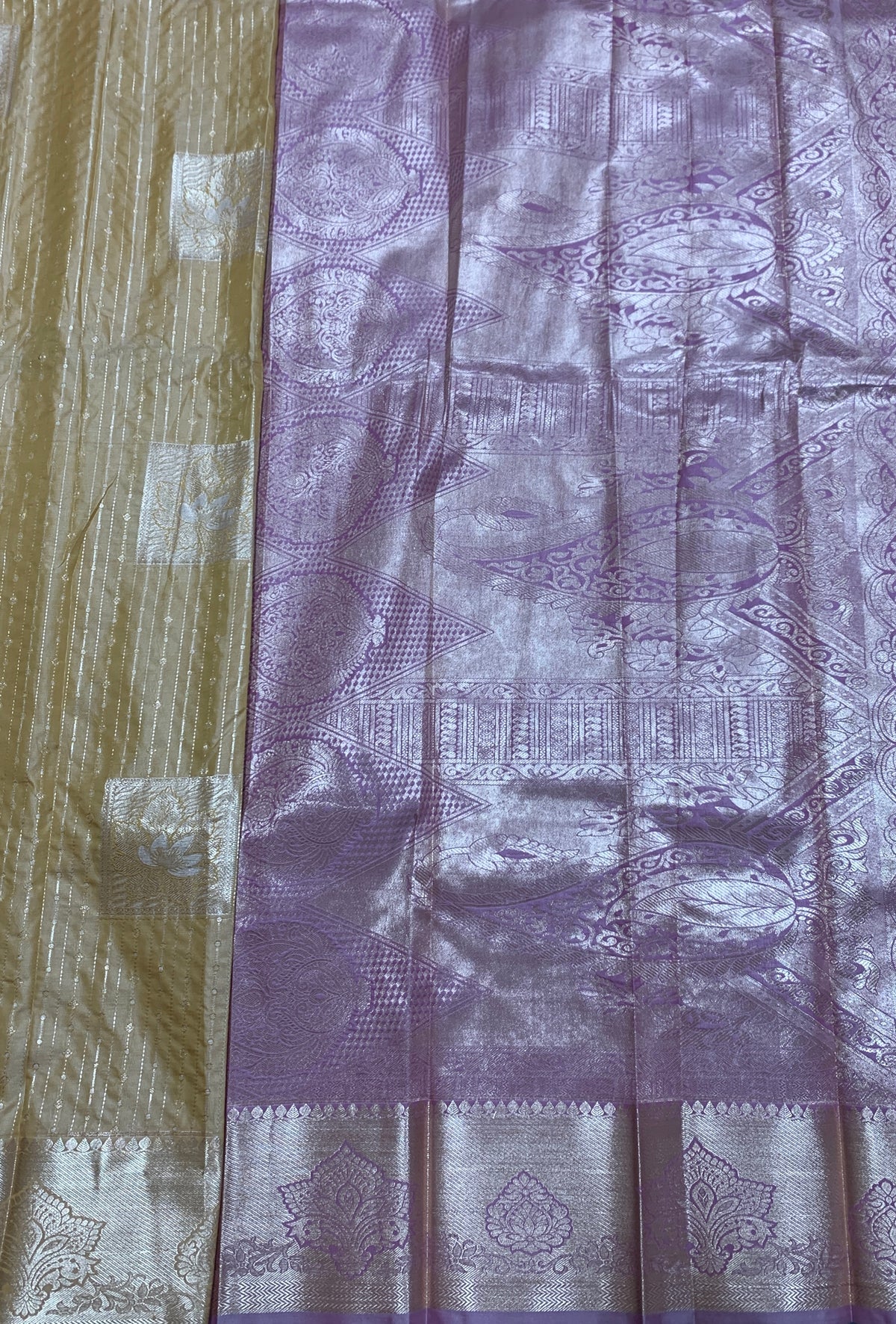 Soft Silk Casual Saree Antique Gold with Sliver Zari Border