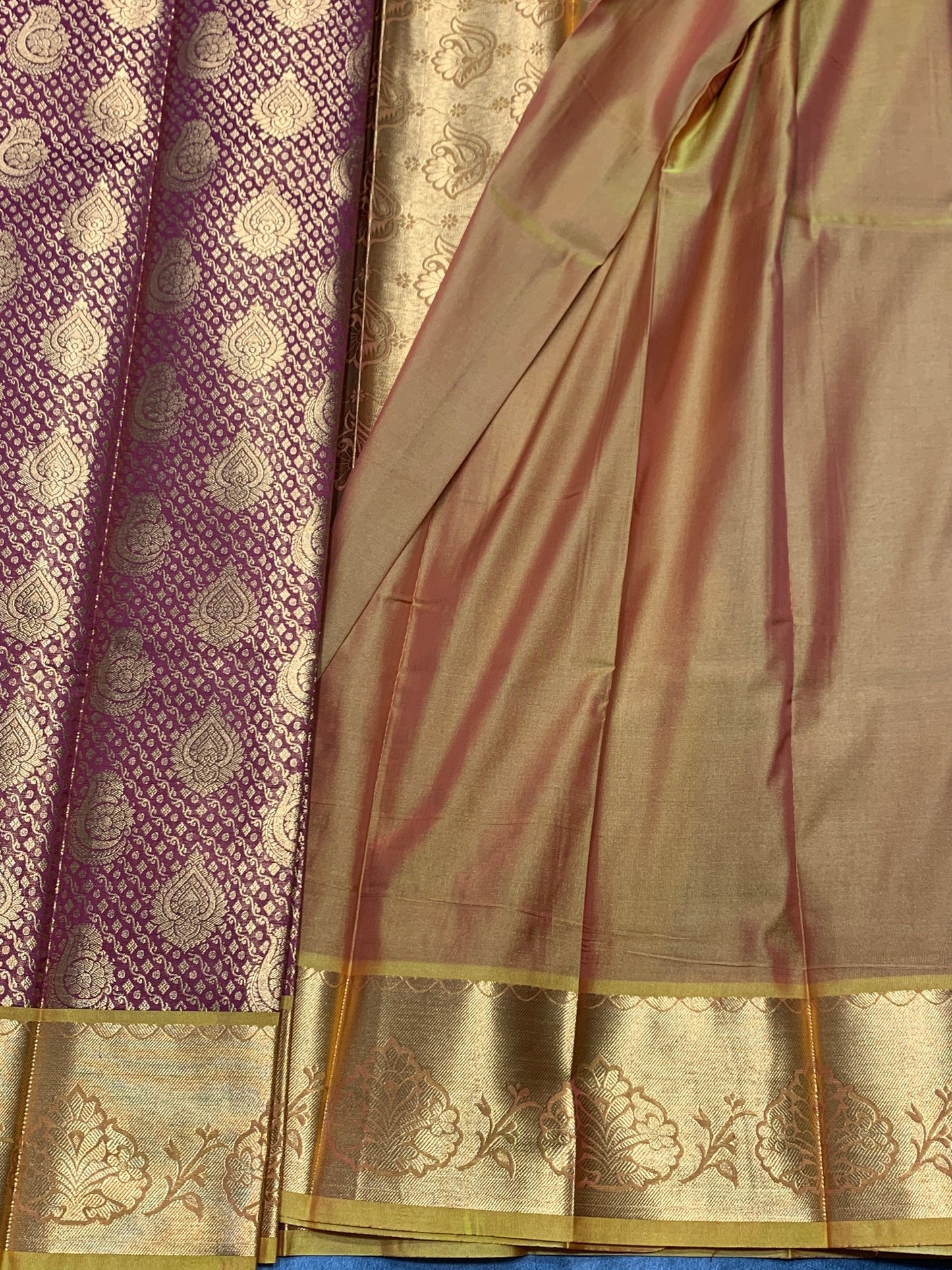 Vegan Silk Saree Maroon Colour with Golden Yellow Copper Border