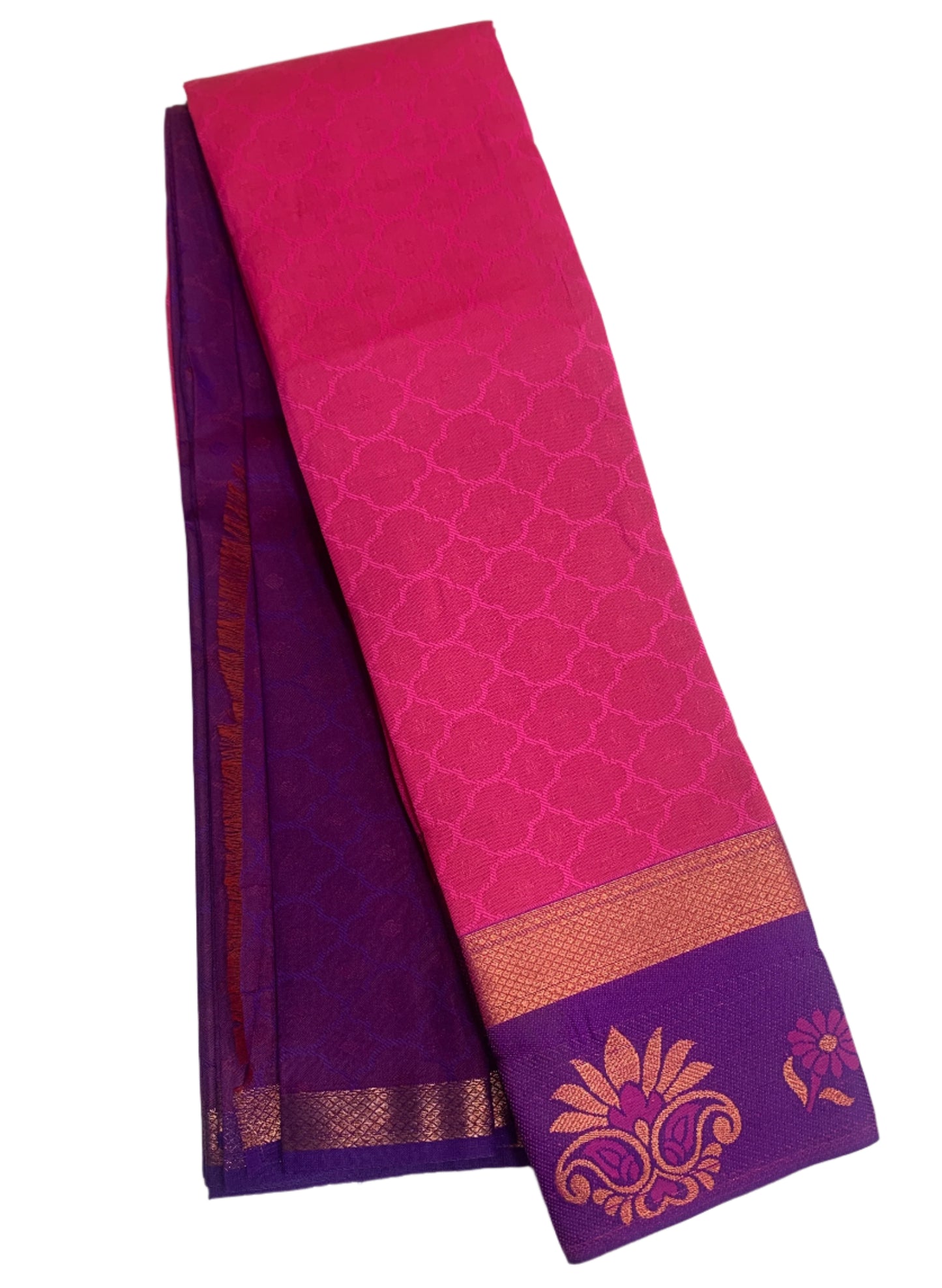 Synthetic Cotton Saree Baby Pink Shade with Violet Border