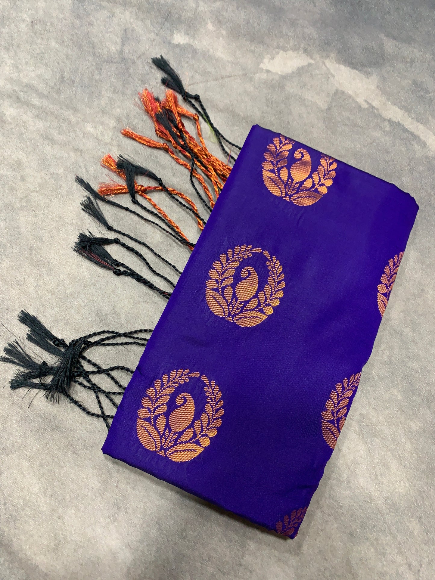 Soft Vegan Silk Saree Violet Colour with Brown and Copper Border