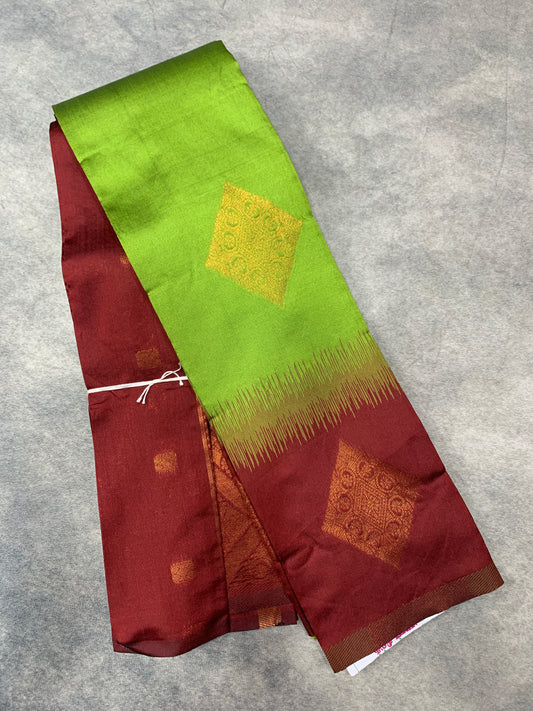 Light Green Colour Art Silk Saree with Maroon Border