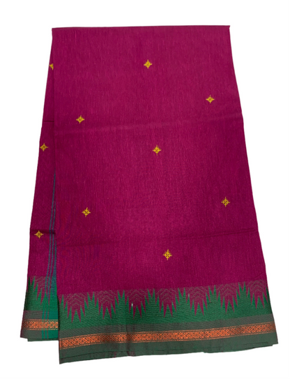 Chettinad Cotton Saree Pink Shade with Green Border