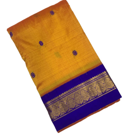 Pure Kanchipuram Silk Mango Yellow Colour