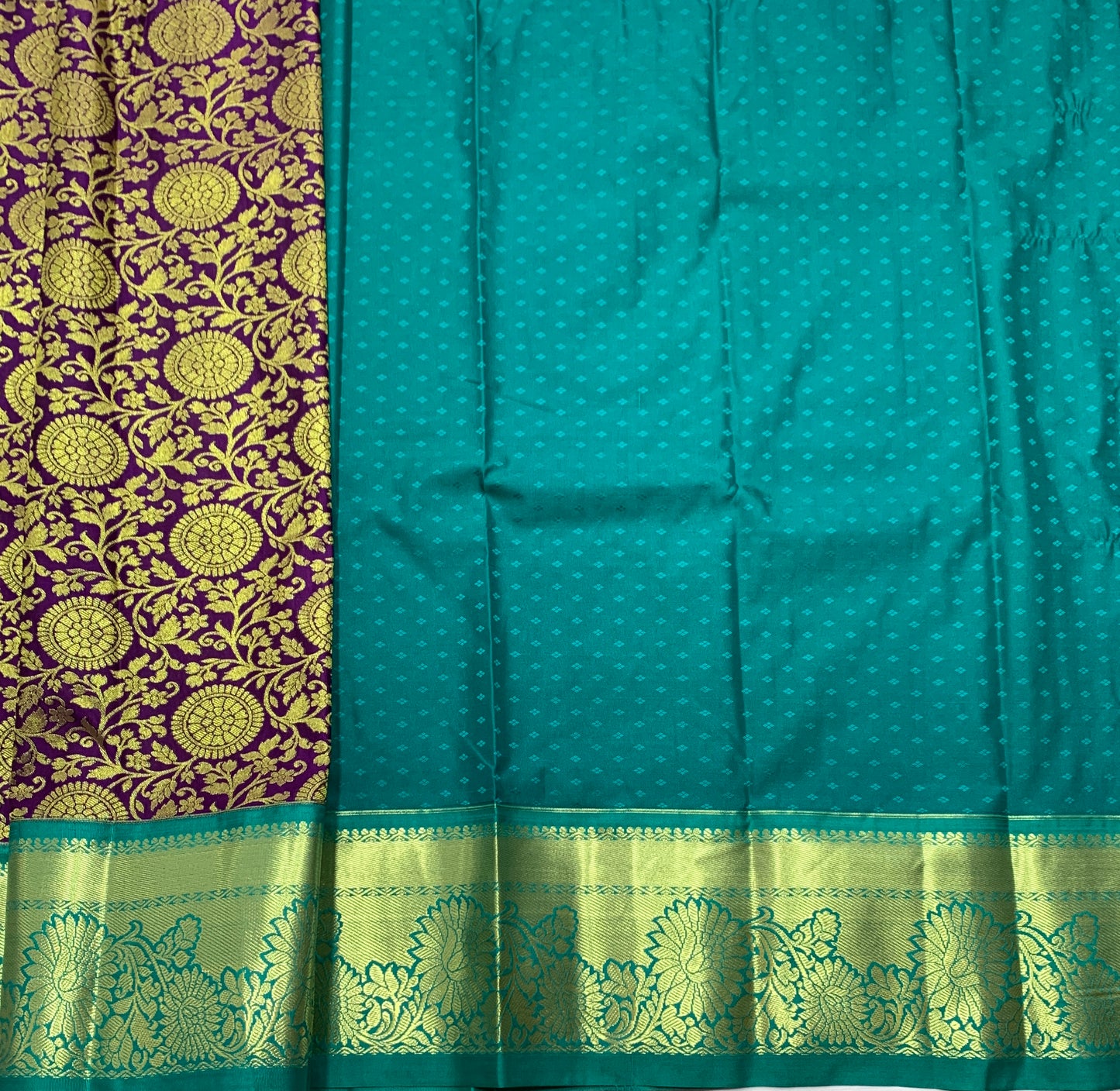 Magenta Shade Vegan Silk Kids Pattu Pavadai with Contrast Border for age 2 to 5