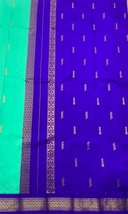 Pure Kanchipuram Silk Saree Sapphire Colour with Blue and Gold Zari Border