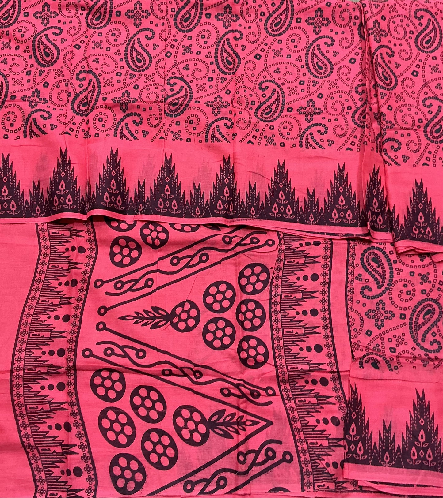 MulMul Cotton Rani Pink Colour with Temple Border