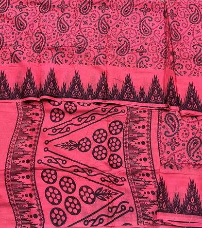 MulMul Cotton Rani Pink Colour with Temple Border