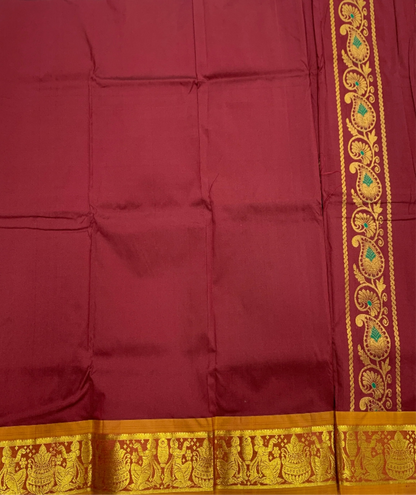 Brown shade Semi silk Kids Pattu Pavadai with Contrast border for age 2 to 5