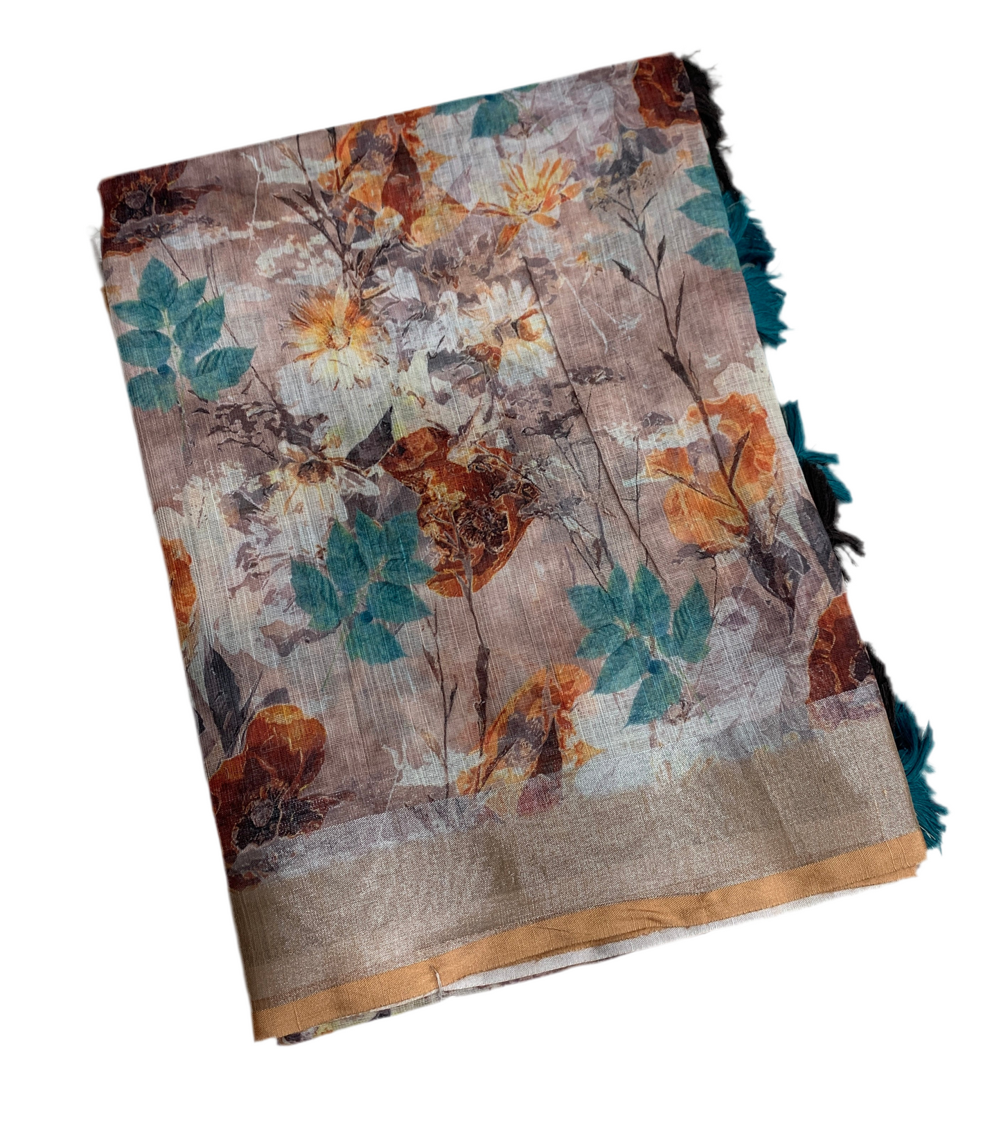 Jute Cotton Saree Brown Colour with Thread Border