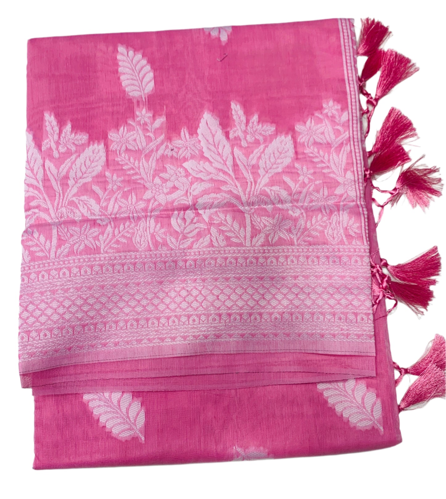 Banaras Katan Saree Baby Pink Colour with Katan Work Border